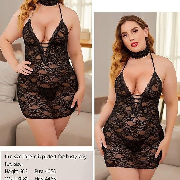 ل lingerie نسائي من الدانتيل والشبك مع حمالات عميقة على شكل V وظهر مكشوف - Image 3